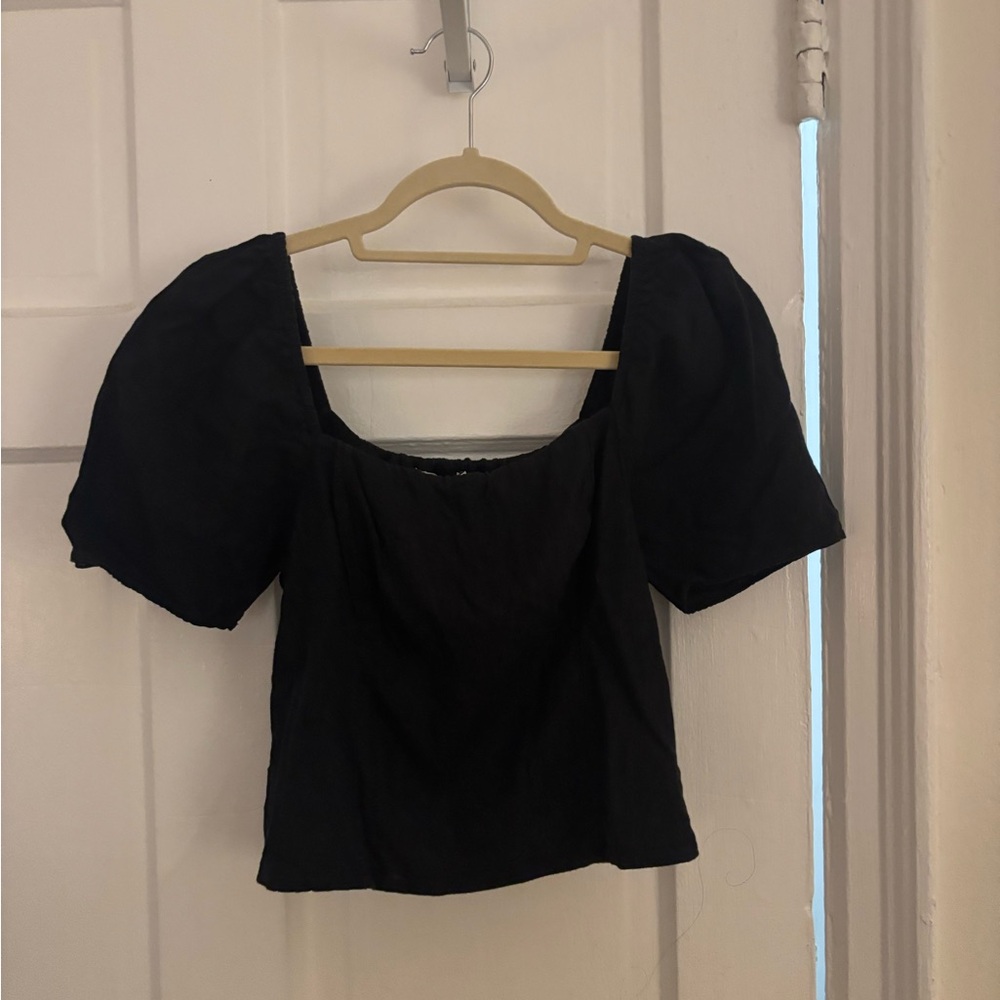 Abercrombie and Fitch Black Puff Sleeve Top